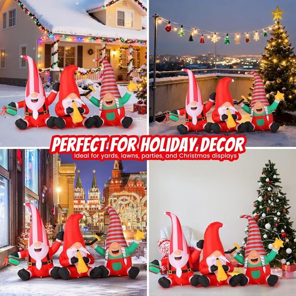🆕7.55 FT Christmas Inflatables Long Gnome Xmas Blow Up Outdoor Decorations - Picture 8 of 9